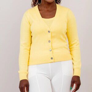 NWT Classic Yellow Long Sleeve Buttoned Cardigan